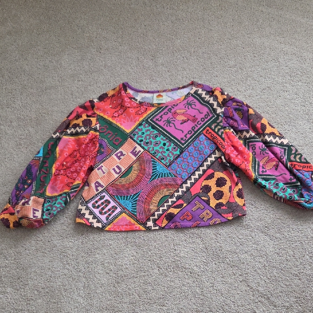 Farm Rio Multicolor Patchwork Sweater - image 1